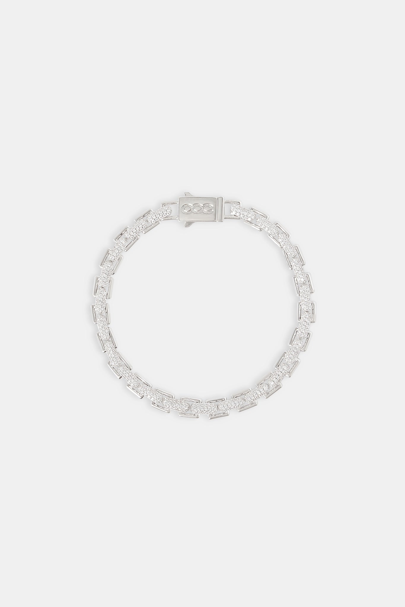 Polished & Iced Flat Link Bracelet - 6mm